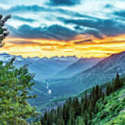 Jackson Glacier Overlook At Sunset #1 Art Print