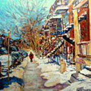 Montreal Street In Winter #1 Art Print