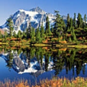 Mount Shuksan Reflected In Picture Lake In Fall Art Print