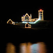 Nubble Lighthouse - Christmas In July #1 Art Print
