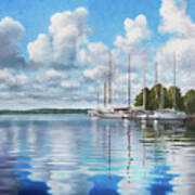 Reflections On Fishing Bay Art Print