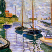 Sailboats On The Seine Art Print