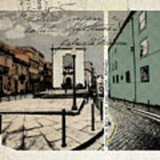 Stylish Retro Postcard Of Porto #6 Art Print