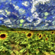 Sunflower Field Van Gogh #1 Art Print