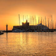 The Sunrise At The Old Port Of Rhodes - Greece #1 Art Print