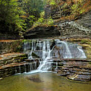 Upper Gorge Falls Of Enfield Glen In Autumn Treman State Park Art Print