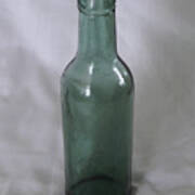 Vintage Green Glass Bottle Art Print