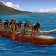 Wahine Hawaiian Canoe Paddlers Art Print