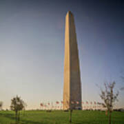 Washington Dc Memorial Tower Monument At Sunset  #1 Art Print