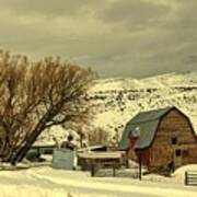 Winter Farm Scene - Wyoming #1 Art Print