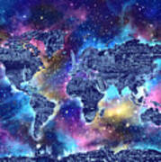 World Map Galaxy 4 #1 Art Print