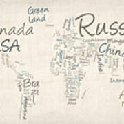 Writing Text Map Of The World Map #1 Art Print