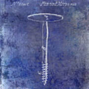 1860 Corkscrew Patent Blue Art Print