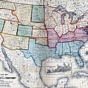 1861 Us Military Map Art Print