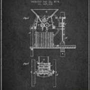 1874 Cider Mill Patent - Charcoal Art Print