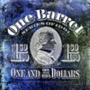 1901 Beer Barrel Tax Stamp Blue Art Print