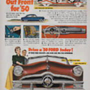 1950 Ford Vintage Ad Art Print