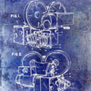1961 Movie Camera Patent Blue Art Print