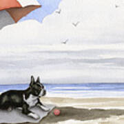 Boston Terrier At The Beach #1 Art Print