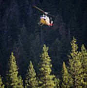 Climber Rescue Operation In Yosemite #2 Art Print