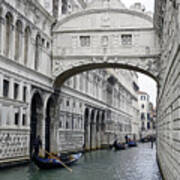 Gondolas Going Under The Bridge Of Sighs In Venice Italy #2 Art Print