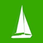 Sailboat In Green And White Art Print