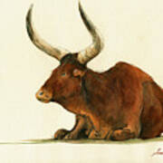Zebu Cattle Art Painting #2 Art Print