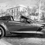 2017 Chevrolet Corvette Gran Sport Bw Art Print