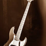 252.1834 Fender 1965 Jazz Bass Black And White #2521834 Art Print