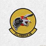 27th Fighter Squadron - 27 Fs Patch Over White Leather Art Print