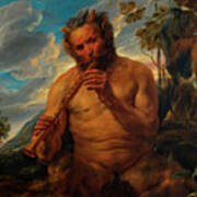 Satyr Playing The Pipe #4 Art Print