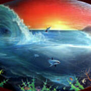 Sunset Surfer #3 Art Print