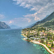 View Over The Lake Garda With The Charming Village Malcesine #3 Art Print