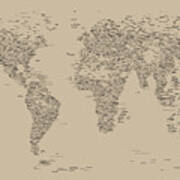 World Map Of Cities #3 Art Print