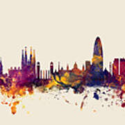 Barcelona Spain Skyline #4 Art Print