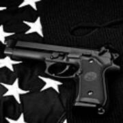 Beretta Handgun Lying On Balaclava And United States Of America Flag #4 Art Print