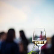 Glass Of White Wine With Gourmet Food Tapa Snacks Outside #4 Art Print