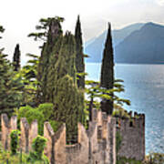 View Over The Lake Garda With The Charming Village Malcesine #4 Art Print