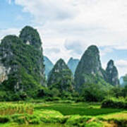 Karst Mountains And  Rural Scenery #47 Art Print
