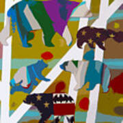 5 Bears Heading To Graceland Art Print