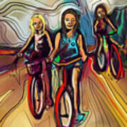 5 Bike Girls Art Print