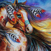 5 Feathers Indian War Horse Art Print