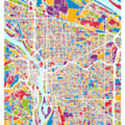 Portland Oregon City Map #5 Art Print