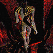 5360s-mak Abstract Zebra Striped Woman Strong Shoulders Art Print