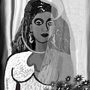 582   White Bride With Earrings A Art Print