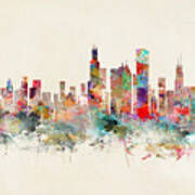 Chicago City Skyline #6 Art Print