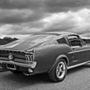 67 Fastback Mustang In Black And White Art Print
