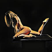 7038s-amg Watercolor Of Beautiful Mature Nude Woman Art Print