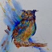 A Blue Mood Owl Art Print