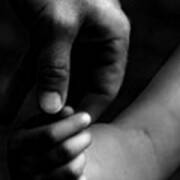 A Fathers Touch Bw Art Print